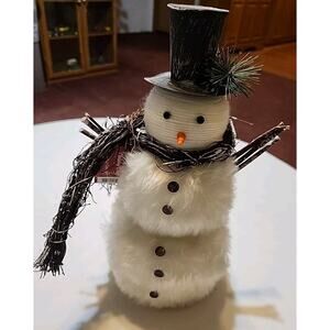 Holiday Cozy Collection Snowman Tabletop Decor Scarf of Branches Twig Arms 13"